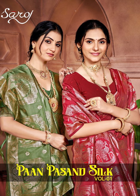 Paan Pasand Silk Vol 1 By Saroj Silk Wedding Wear Saree Wholesalers In Surat